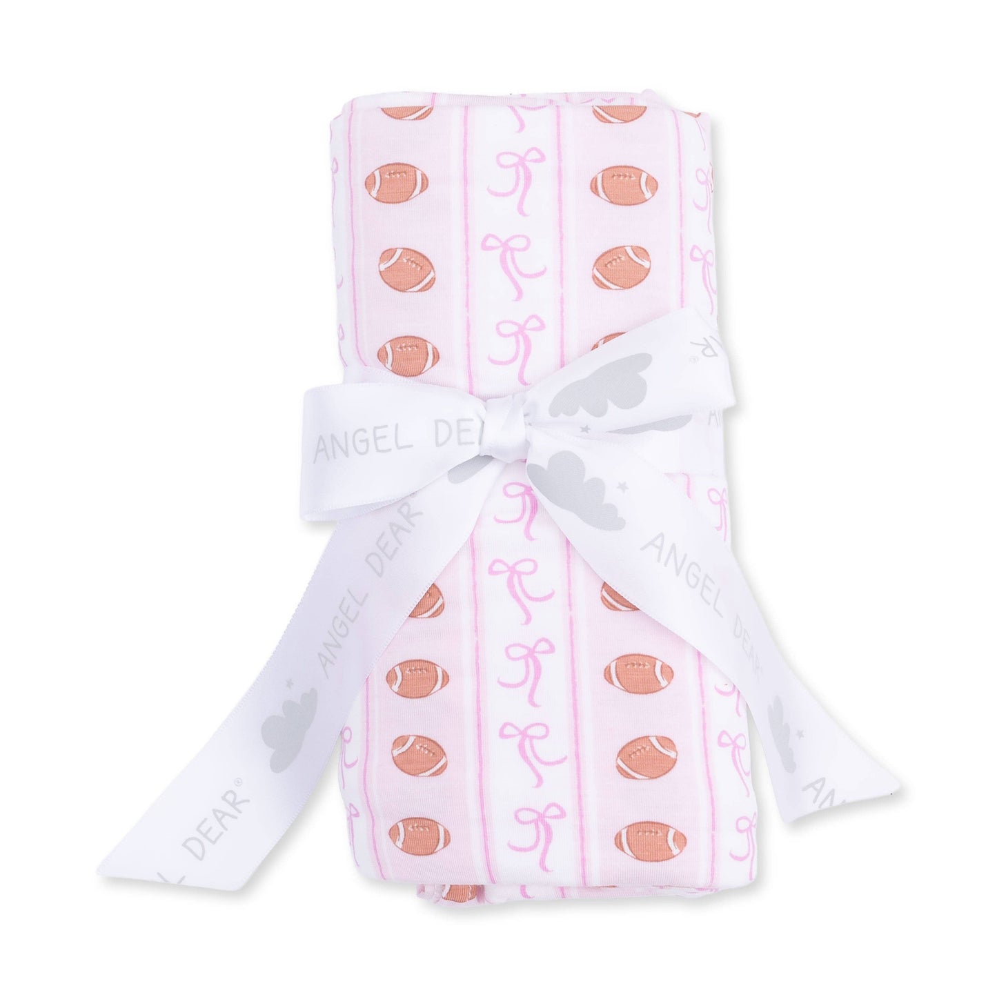 Football Bow Stripe - Swaddle Blanket: 45X45
