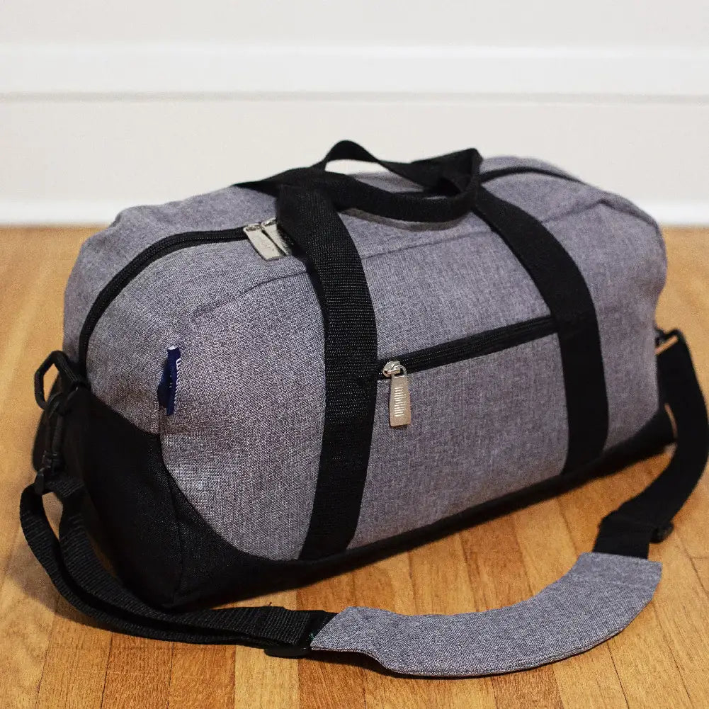 Gray Tweed Overnighter Duffel Bag