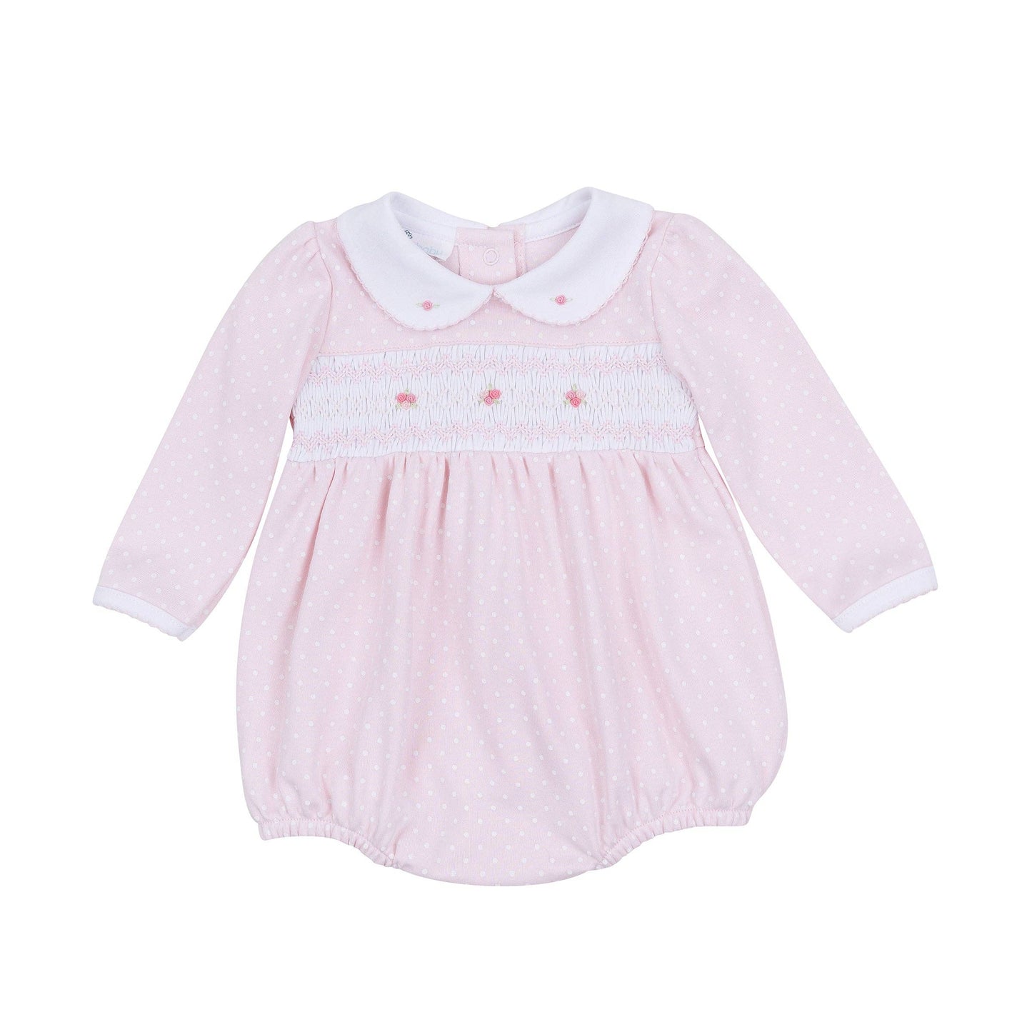 Mia's Classics Smocked Long Sleeve Bubble - Pink