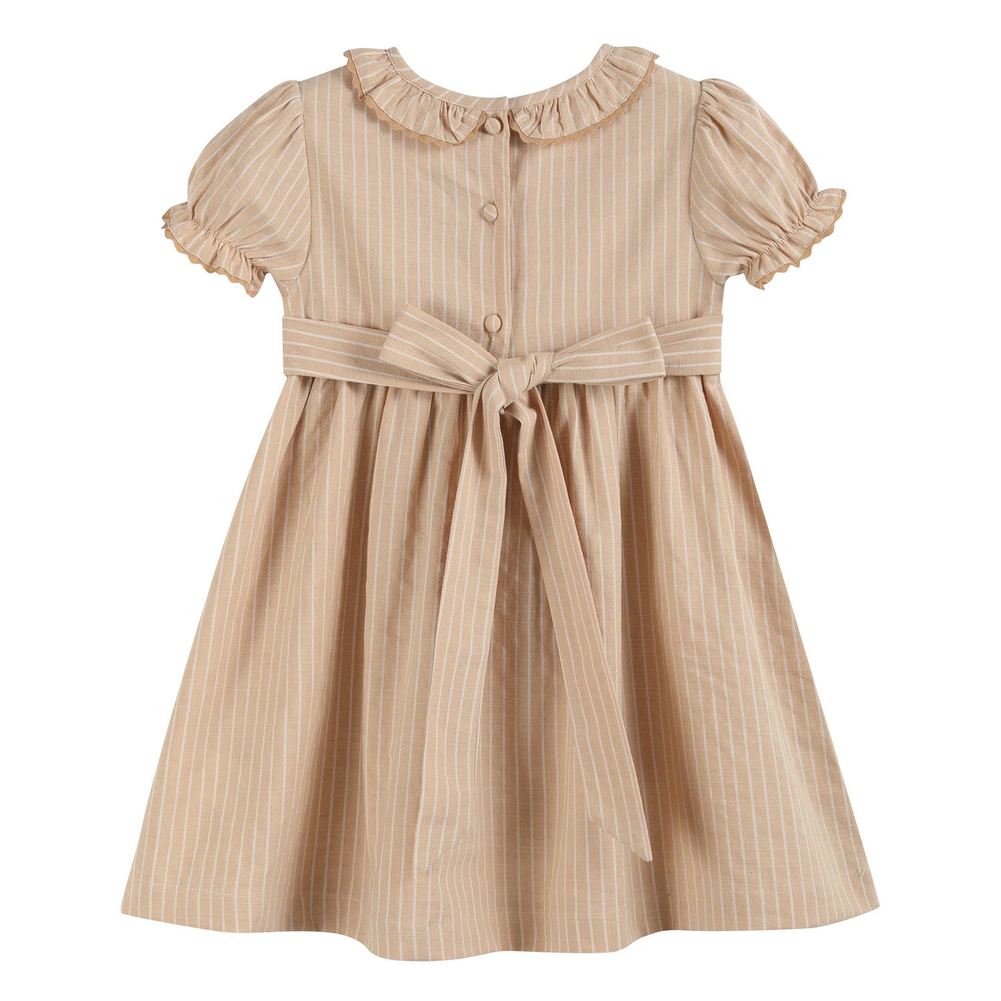 Light Brown Smocked Ruffle Dress