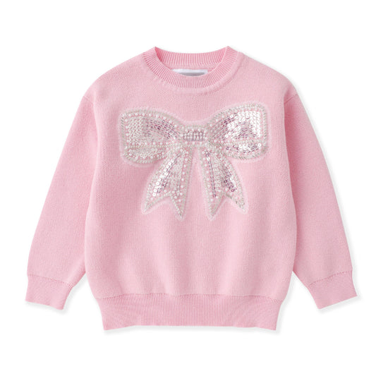 Pink Christmas Sparkle Bow Sweater