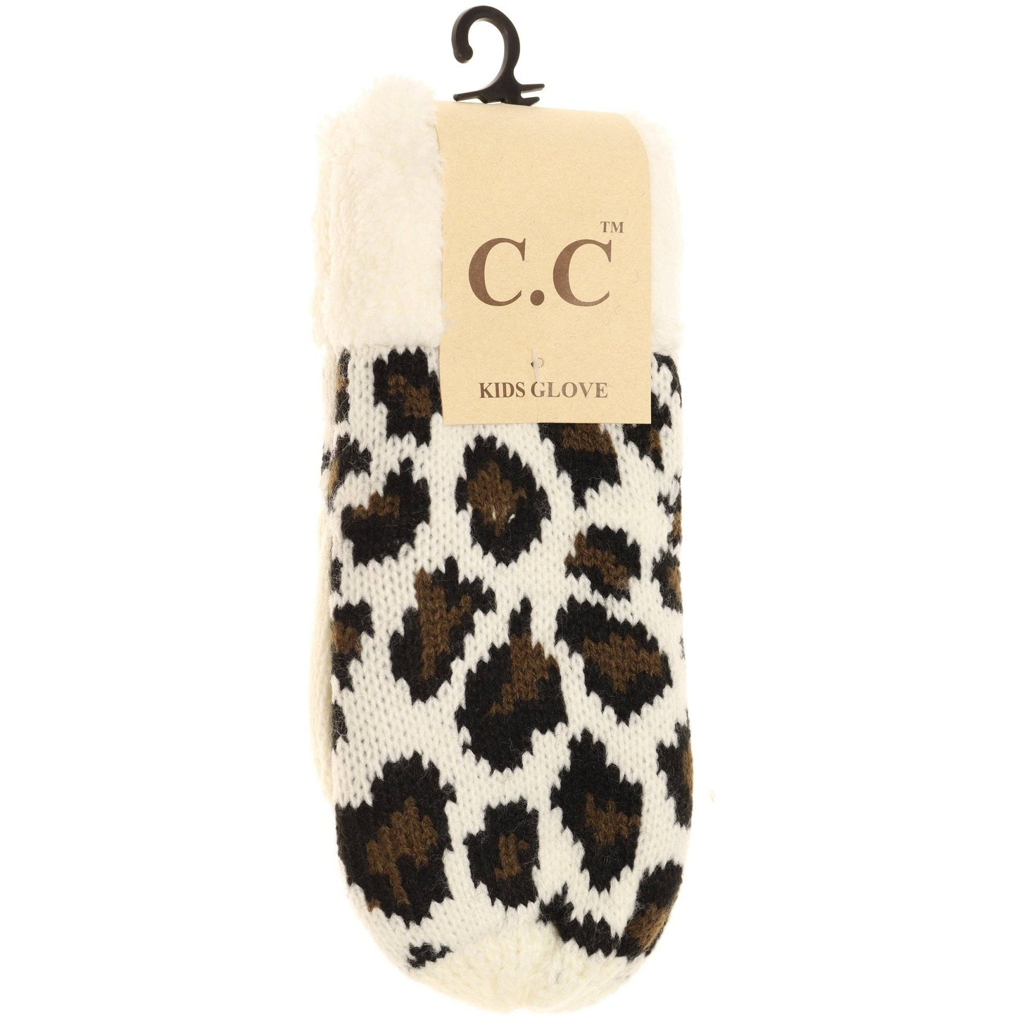 KIDS Leopard Print CC Mittens: Ivory
