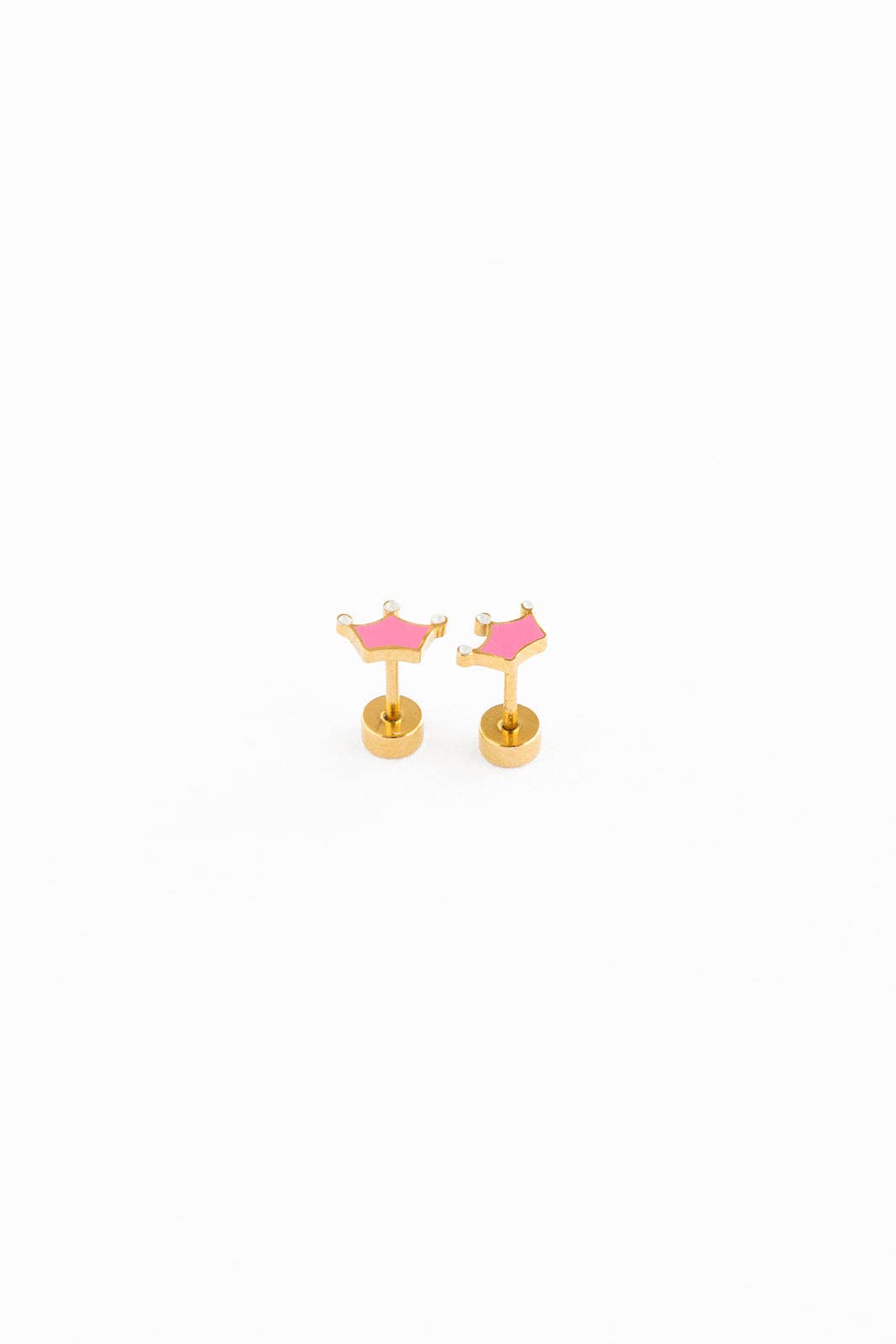 Crown Stud Earrings - Hypoallergenic, Flat Back, Girl Gift