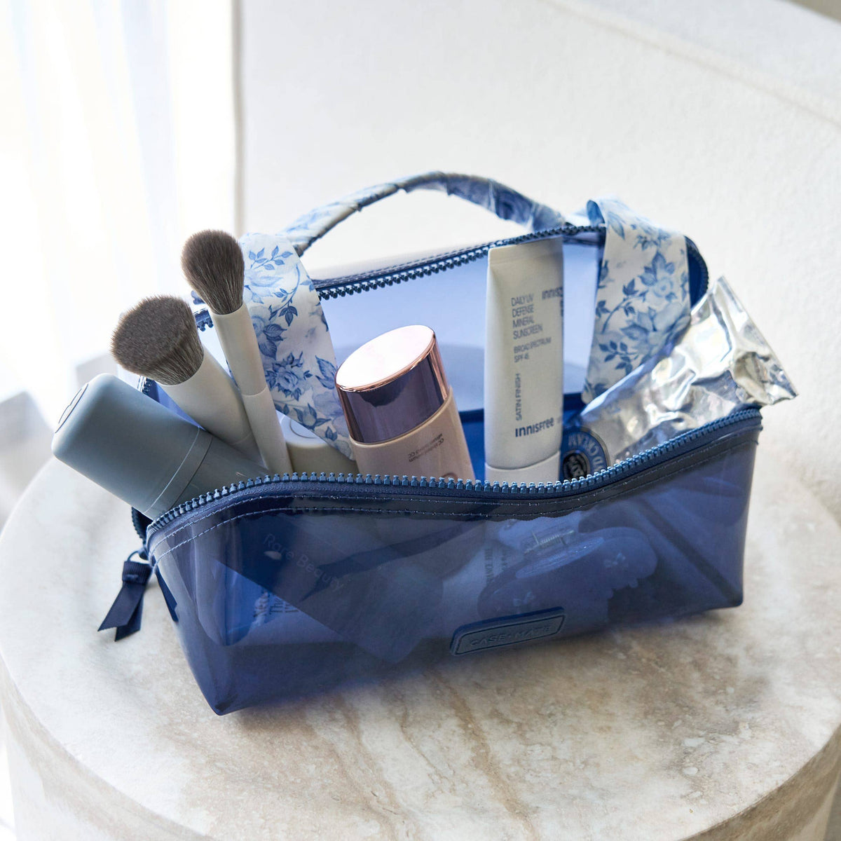 Jelly Cosmetic Bag – Waterproof Lay-Flat Makeup Bag: Ballet Pink Bow