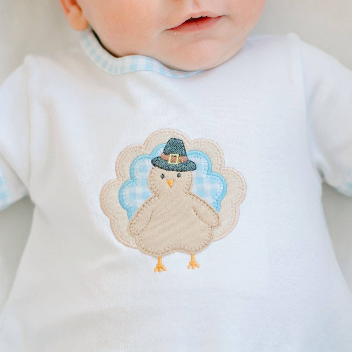 Pilgrim Pals Applique Diaper Cover Set - Light Blue