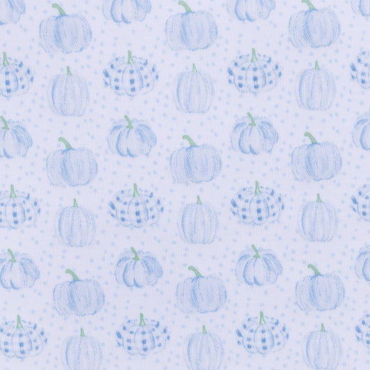 Precious Pumpkins Print Zip Footie - Light Blue