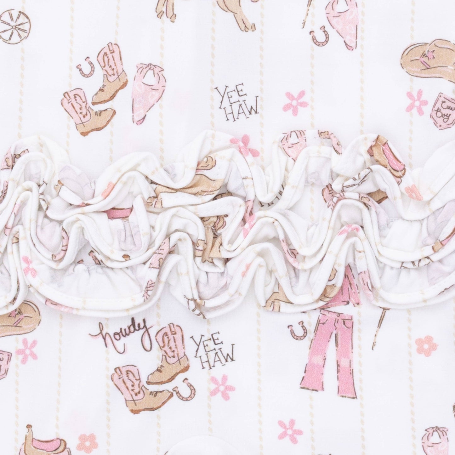 Cowgirl Nursery - 2 Way Ruffle Front Zipper Footie
