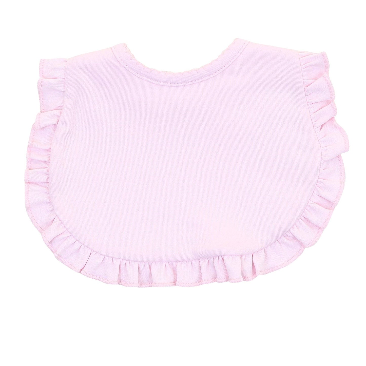 Solid Essentials Ruffle Bib - Pink with Pink Trim: One Size