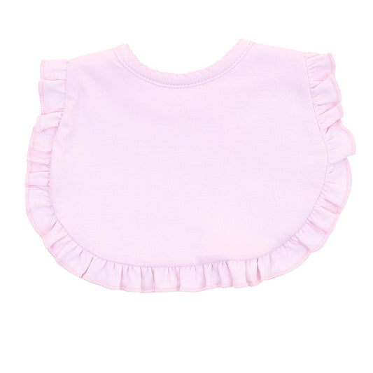 Solid Essentials Ruffle Bib - Pink with Pink Trim: One Size