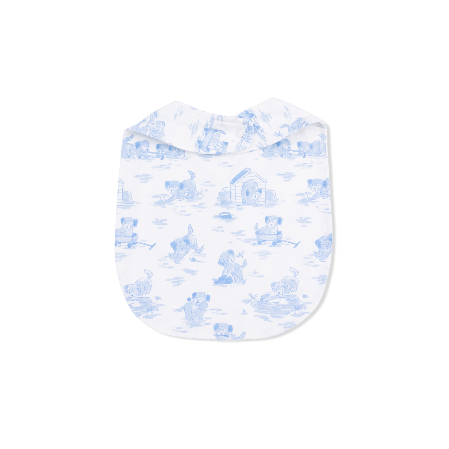 Puppy Toile Blue - Feeding Bib: 0-3M