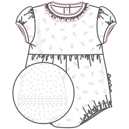 Juliette's Classics Print Ruffle Short Sleeve Bubble