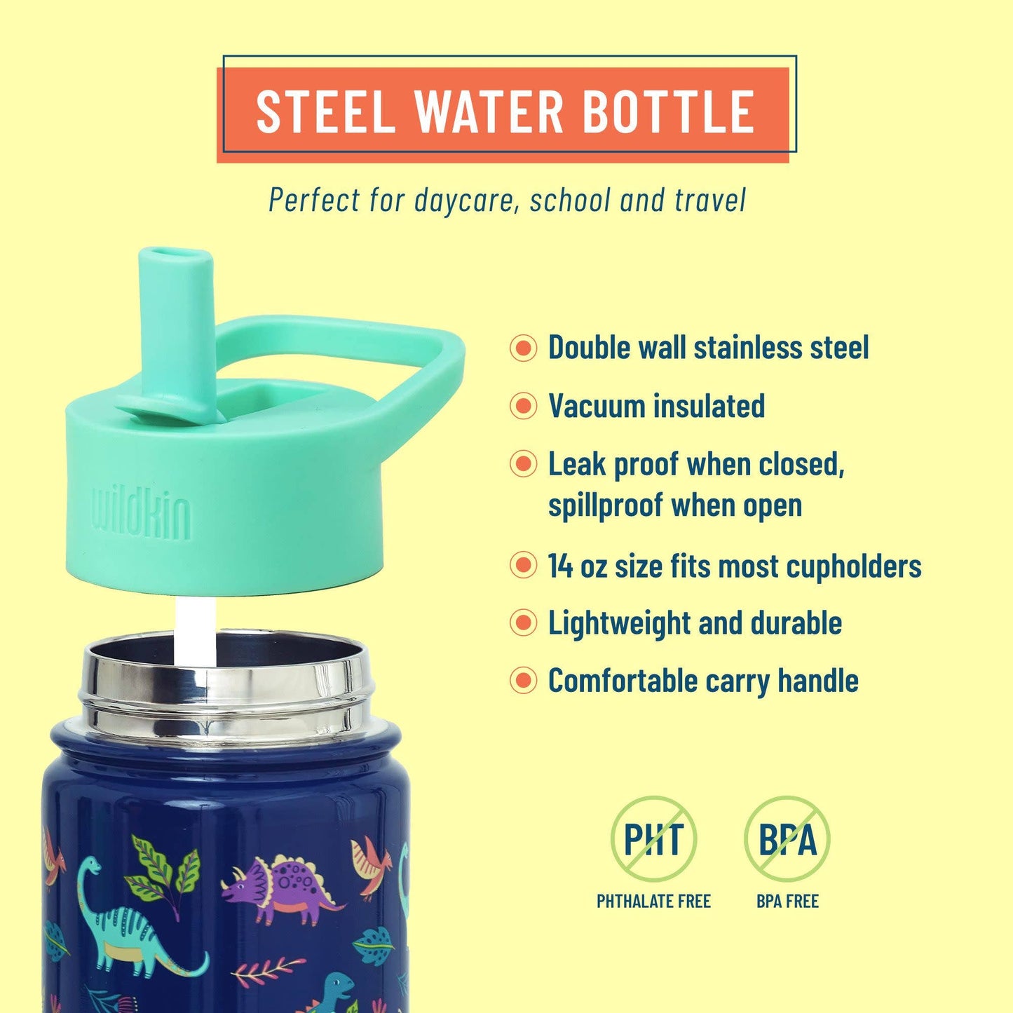 Darling Dinosaurs 14 oz Steel Bottle