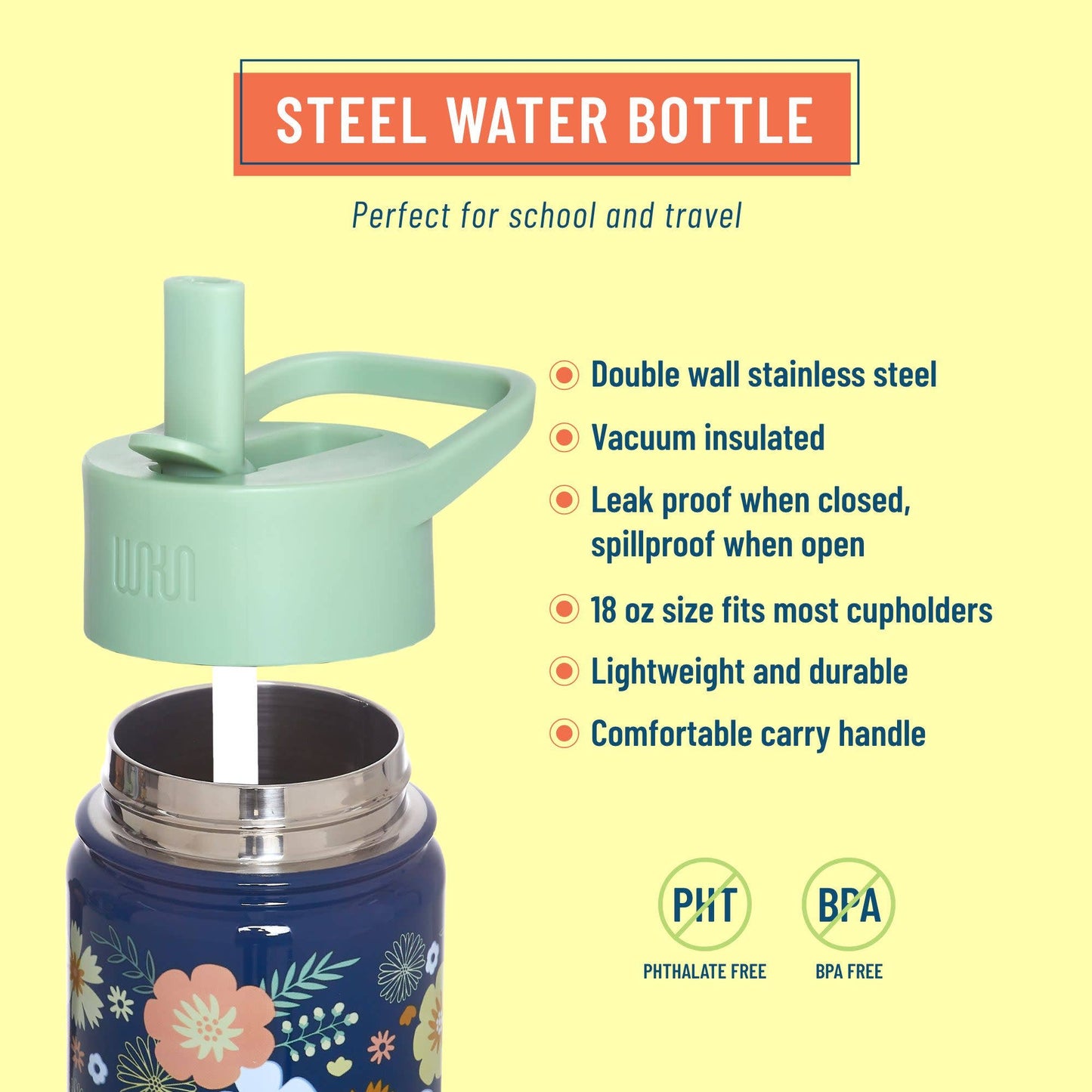 Wildflower Bloom 18 oz Steel Water Bottle