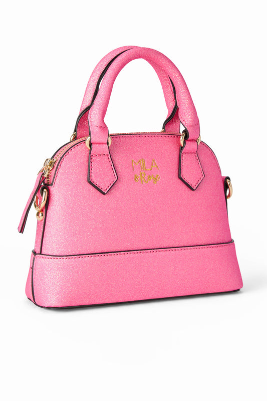 Neon Pink Glitter Girl's Crossbody Purse