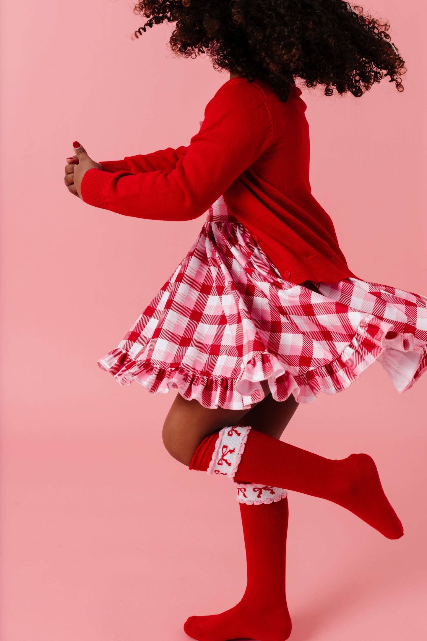 Valentine's Bow Scalloped Knee High Socks
