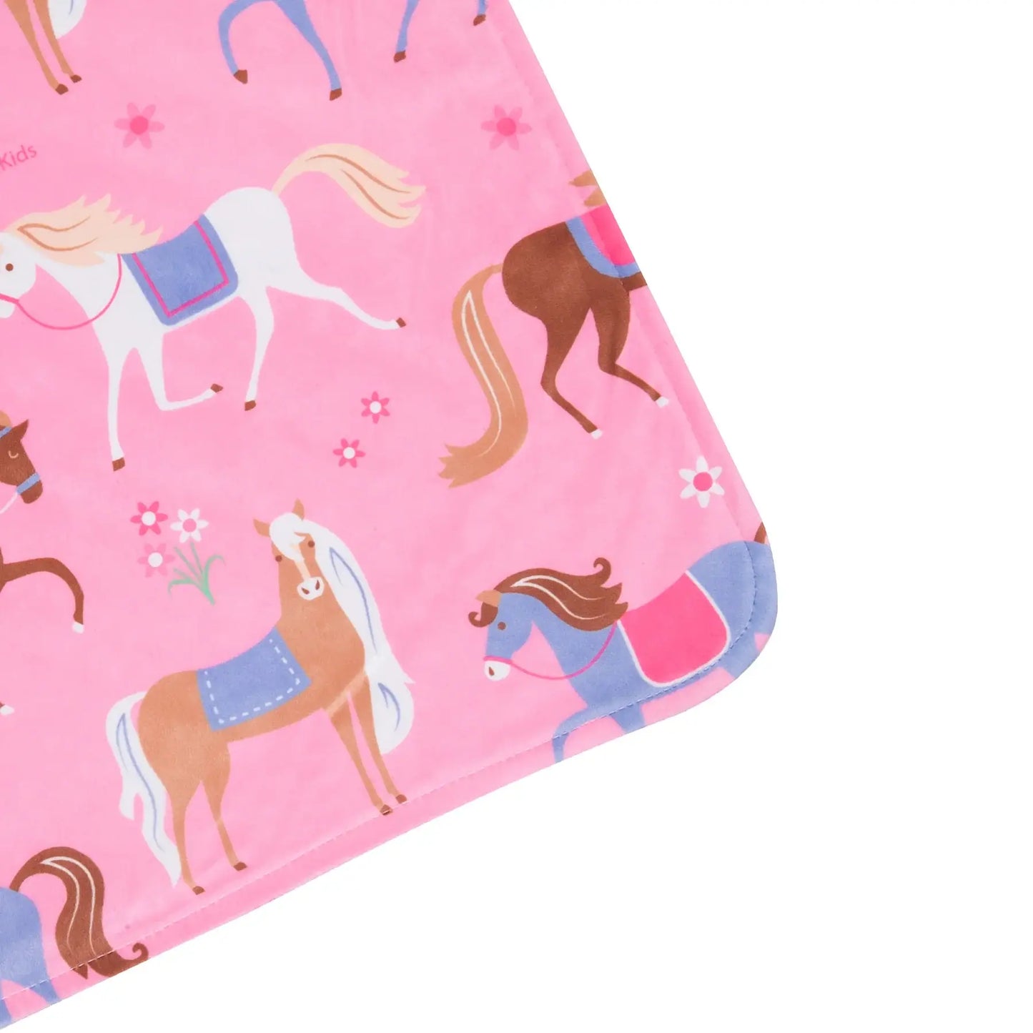 Horses Plush Blanket - Pink