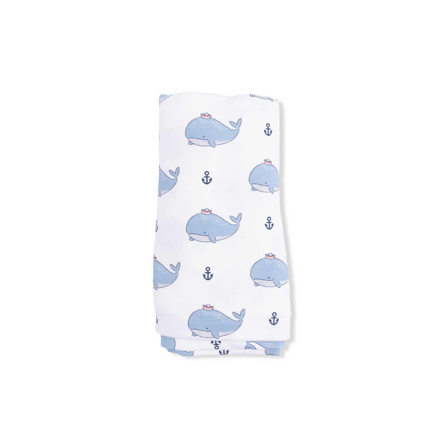 Bubbly Sailor Whales Blue - Swaddle Blanket: 45X45