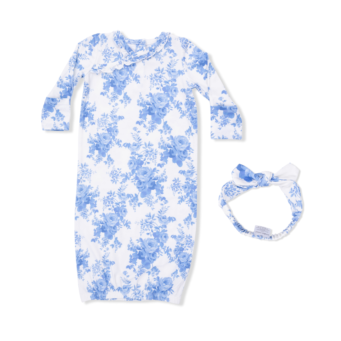 Dream Cottage Floral - Kimono Gown & Knot Headband: 0-3M