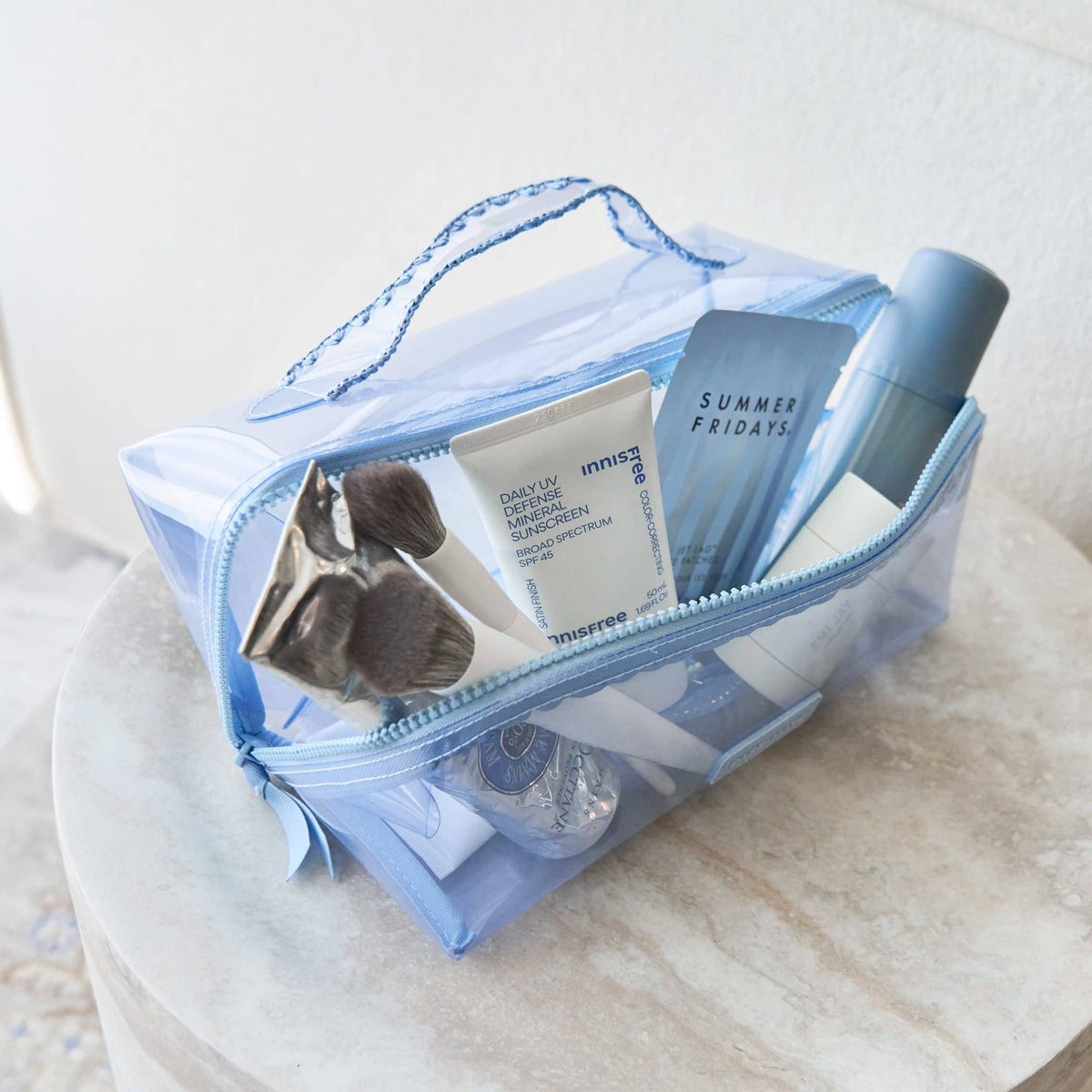 Jelly Cosmetic Bag – Waterproof Lay-Flat Makeup Bag: Ballet Pink Bow