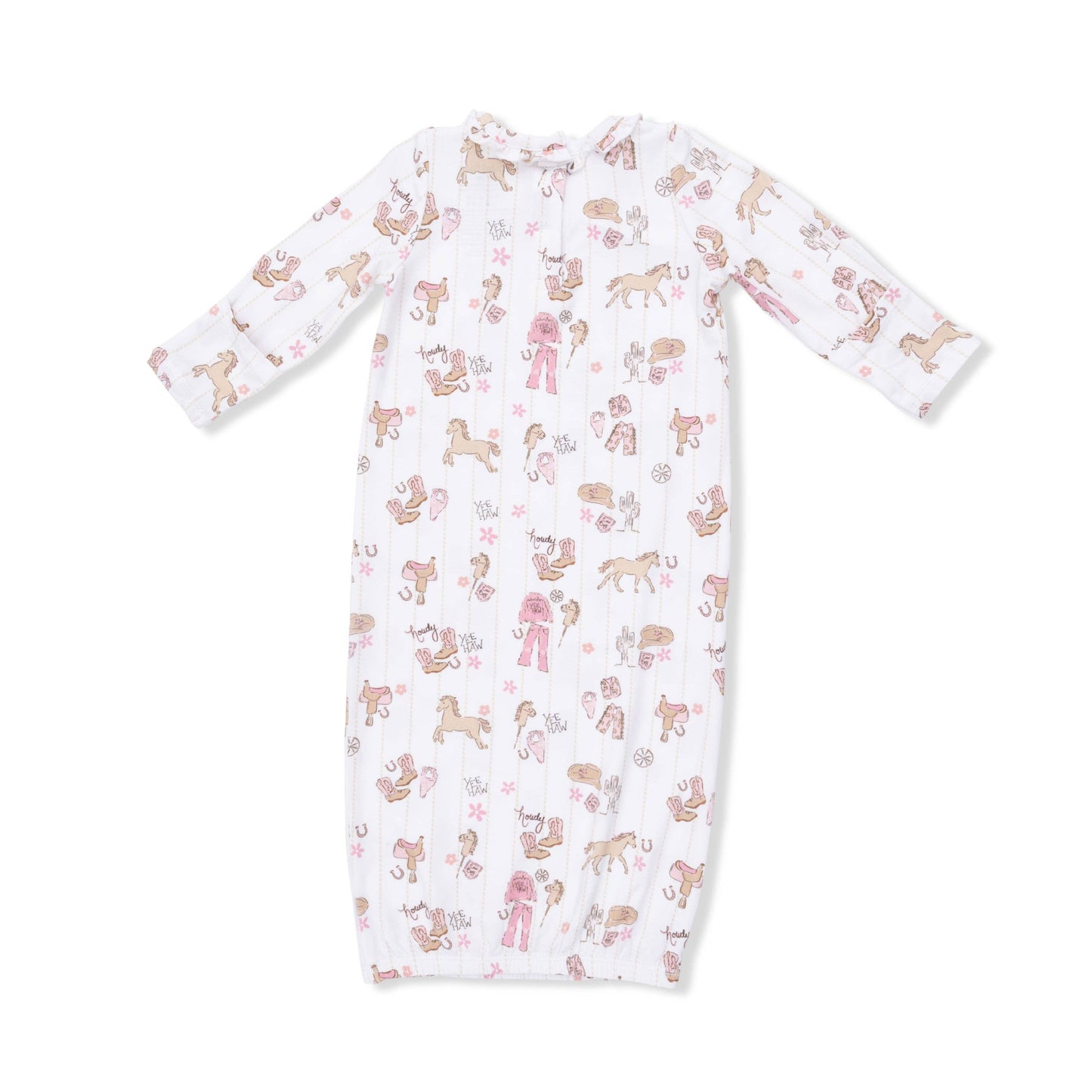 Cowgirl Nursery - Kimono Gown & Ruffle Knotted Hat: 0-3M