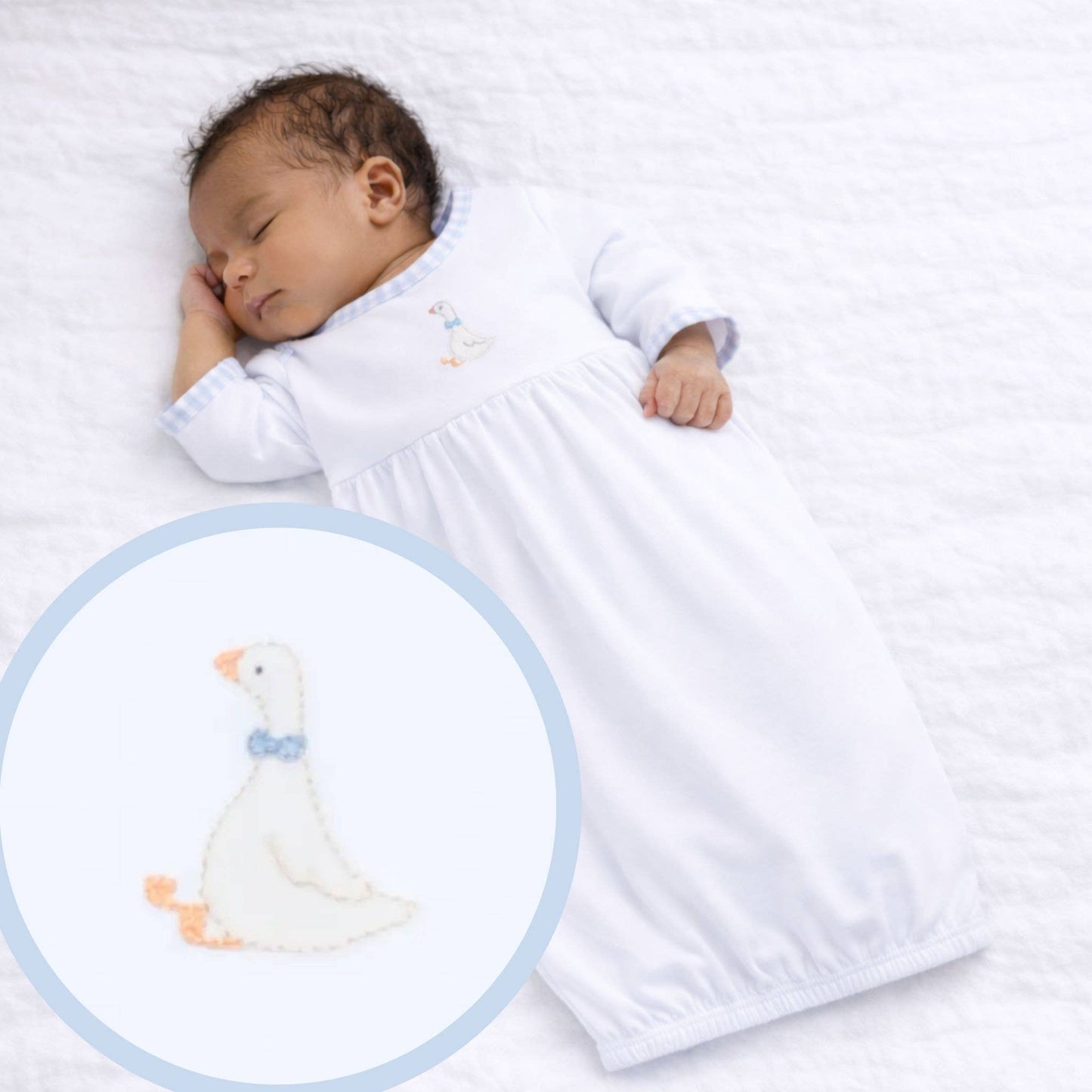 Silly Goose Gathered Gown - Light Blue