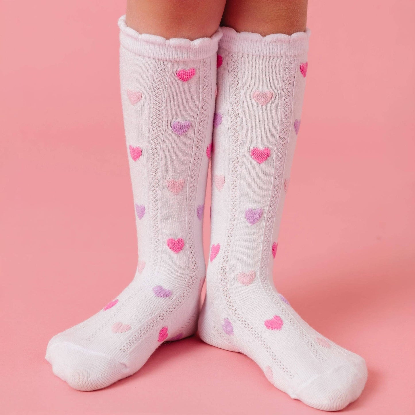 Darling Hearts Scalloped Knee High Socks