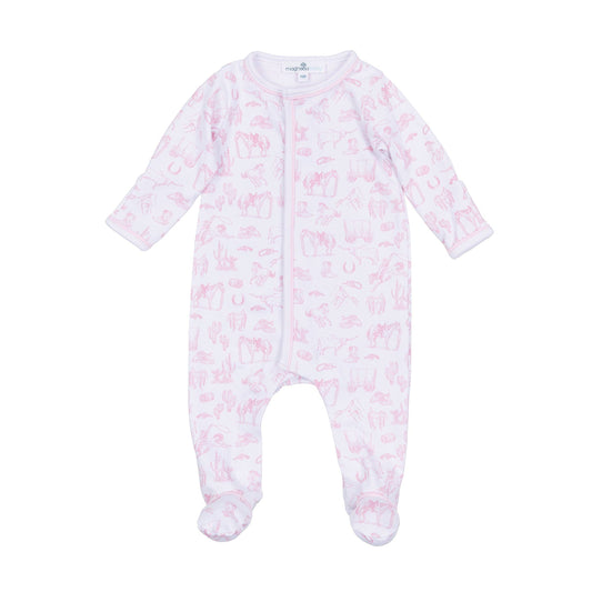 Wild West Toile Footie - Pink: 3 Months