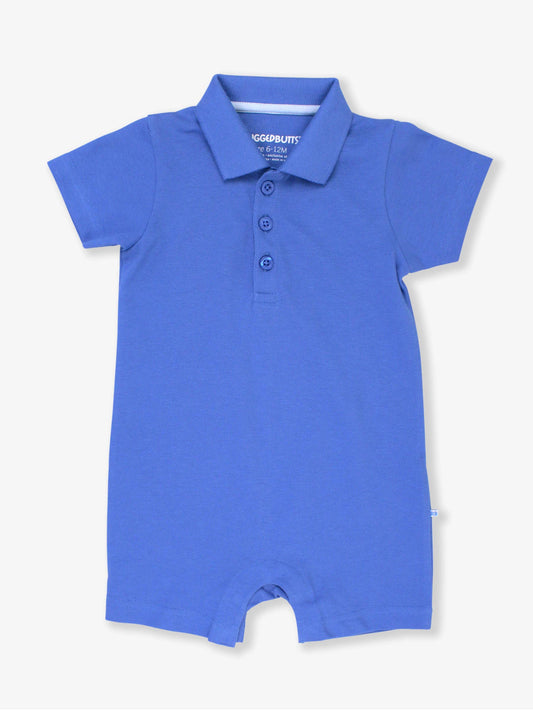 Baby Boys Sonic Blue Pique Polo Romper: Blue