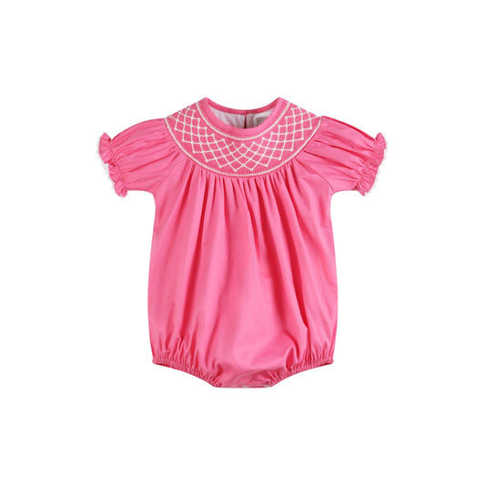 Pink & White Smocked Bubble Romper