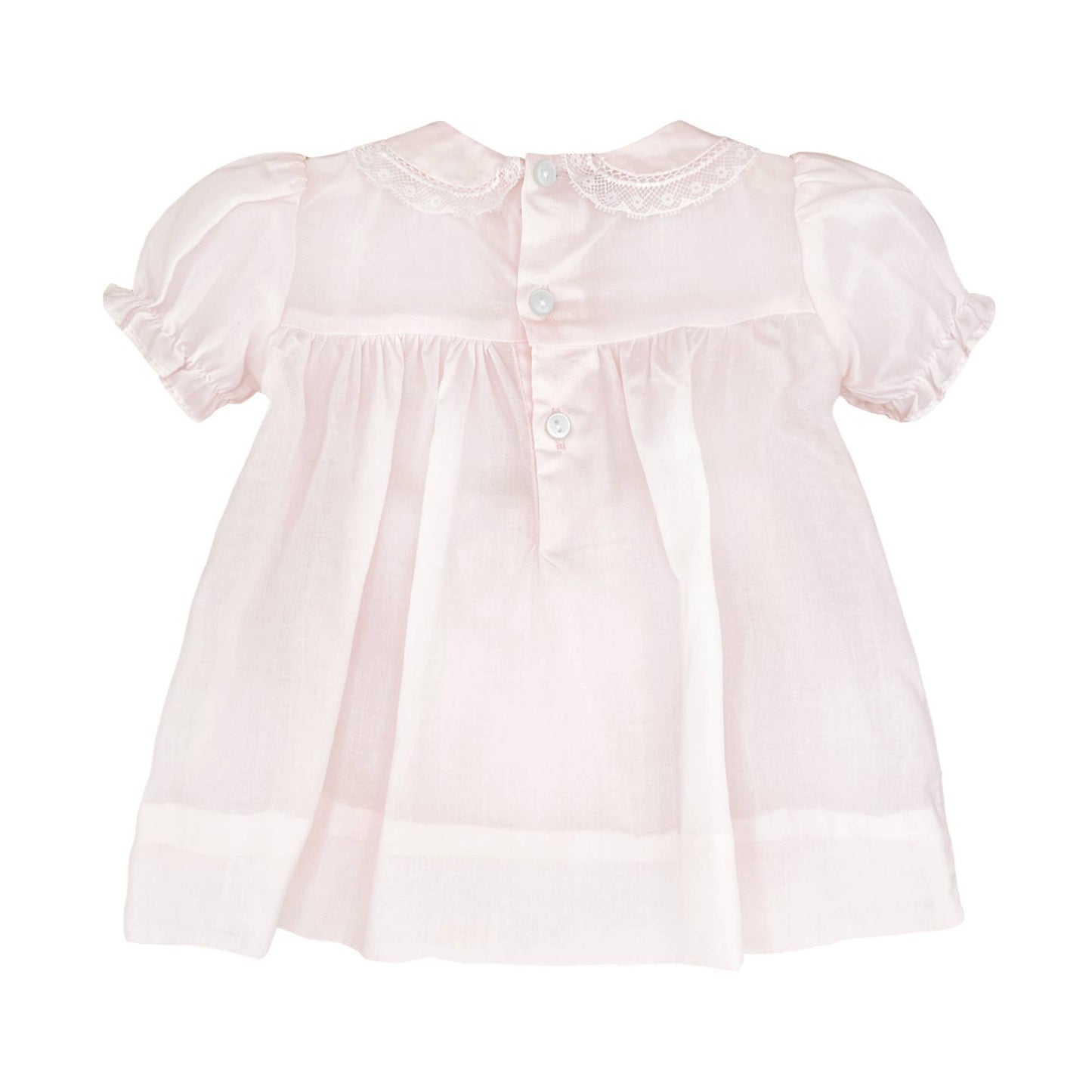Fully Smocked Dress with Lace: White