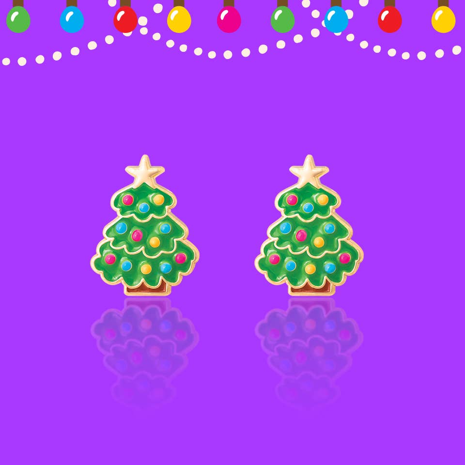Happy Christmas Tree Earrings | Studs | Stocking Stuffer