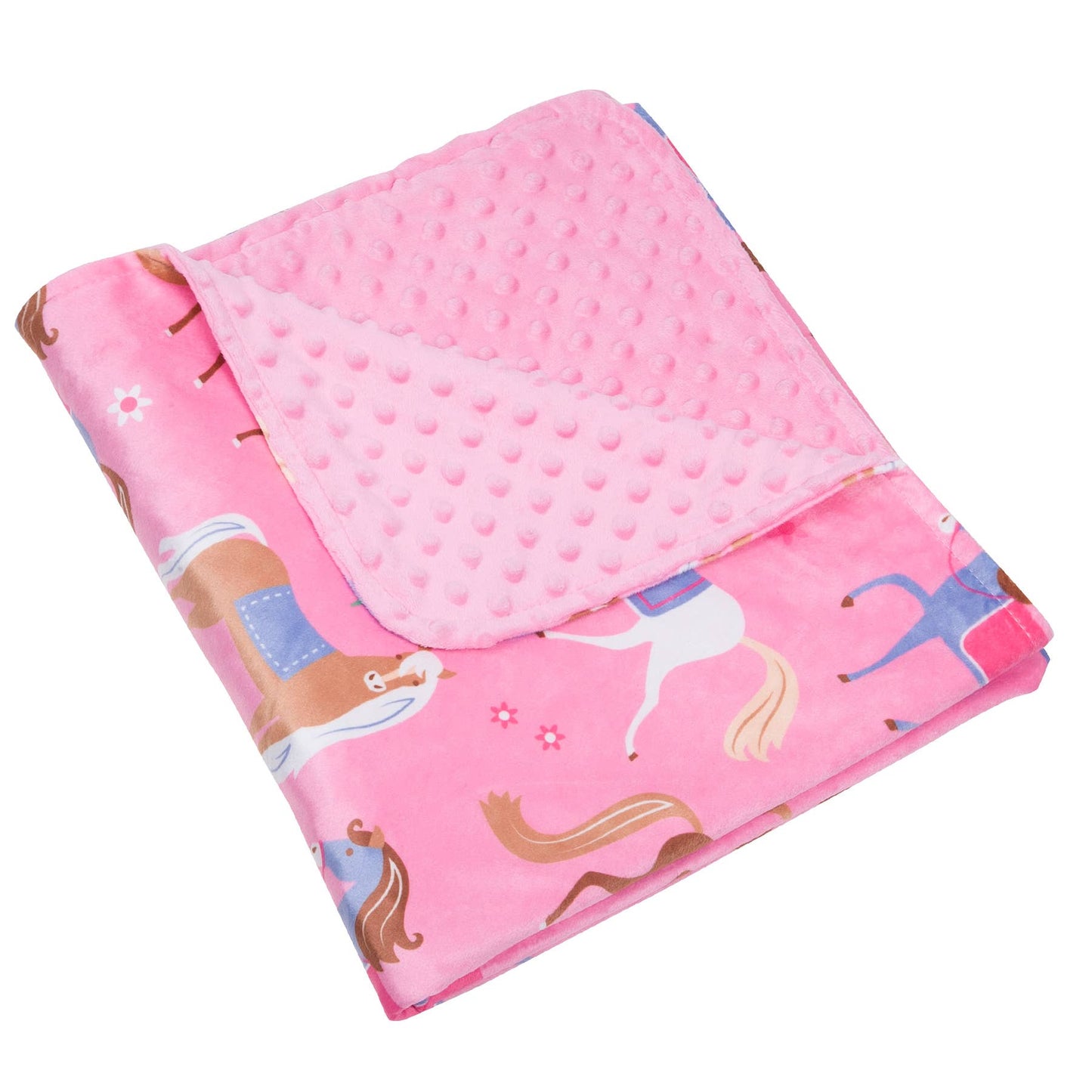 Horses Plush Blanket - Pink