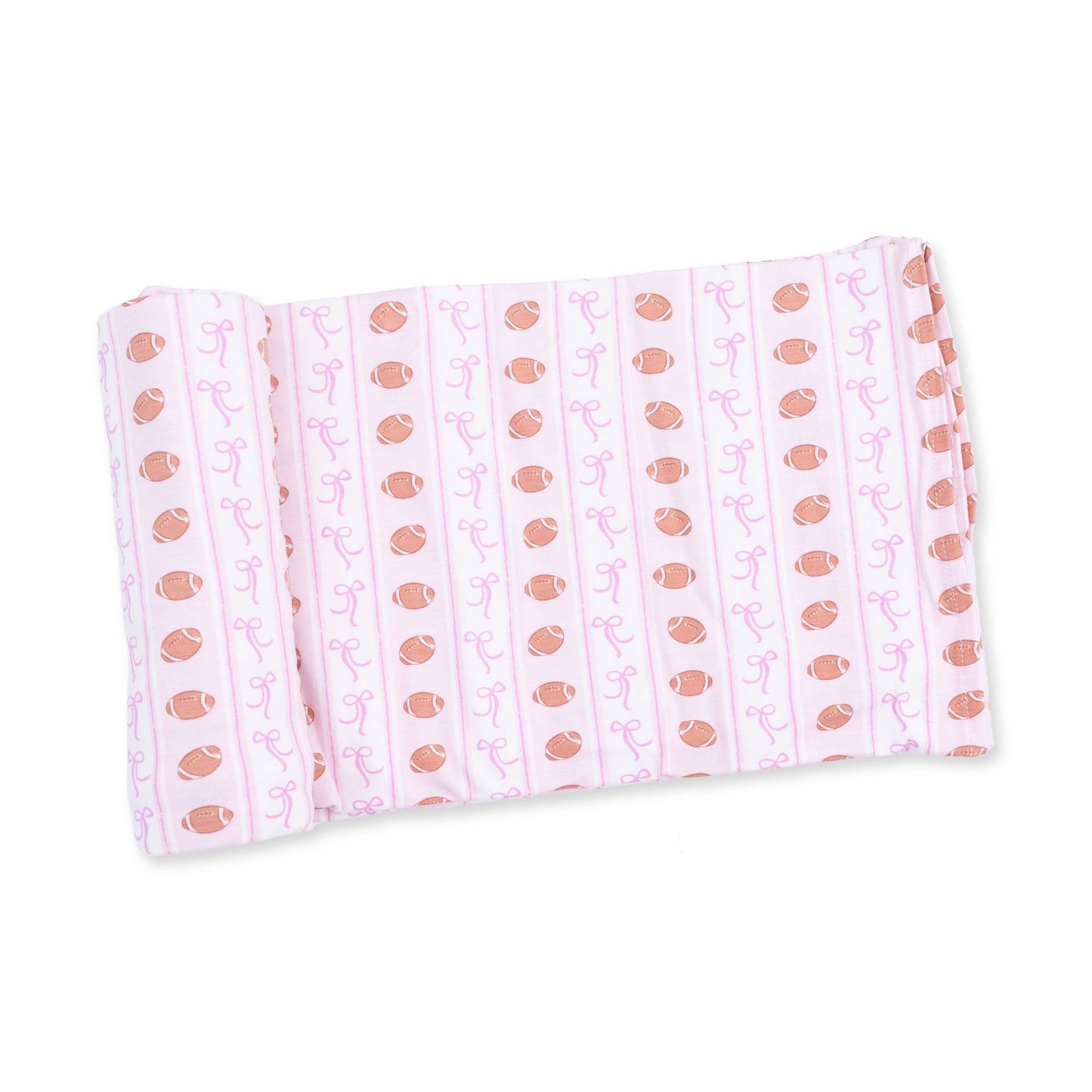 Football Bow Stripe - Swaddle Blanket: 45X45