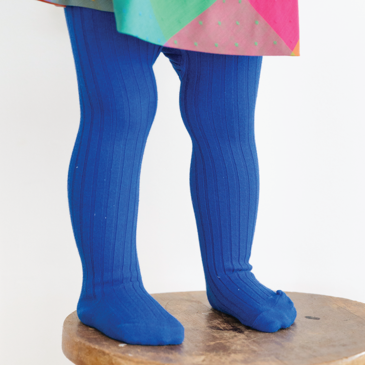 Ribbed Knit Tights - Classic Blue