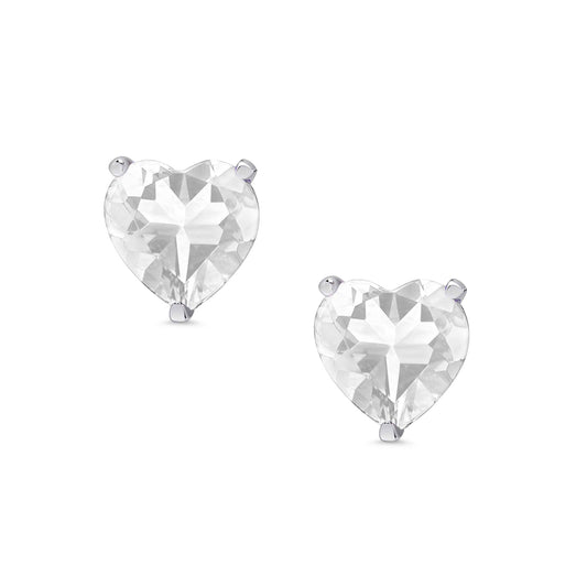 Heart CZ Stud Earrings in Sterling Silver