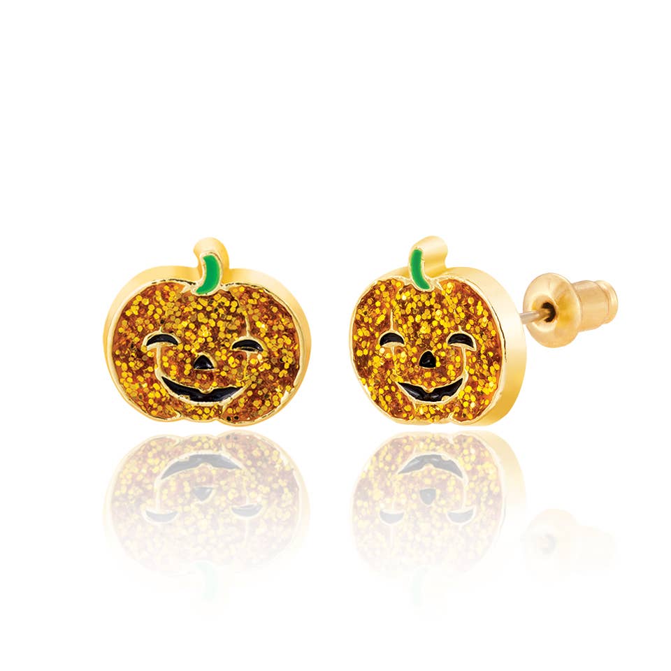 Glitter Pumpkin | Halloween | Stud Earrings for Girls