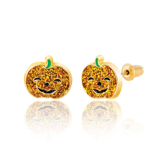 Glitter Pumpkin | Halloween | Stud Earrings for Girls