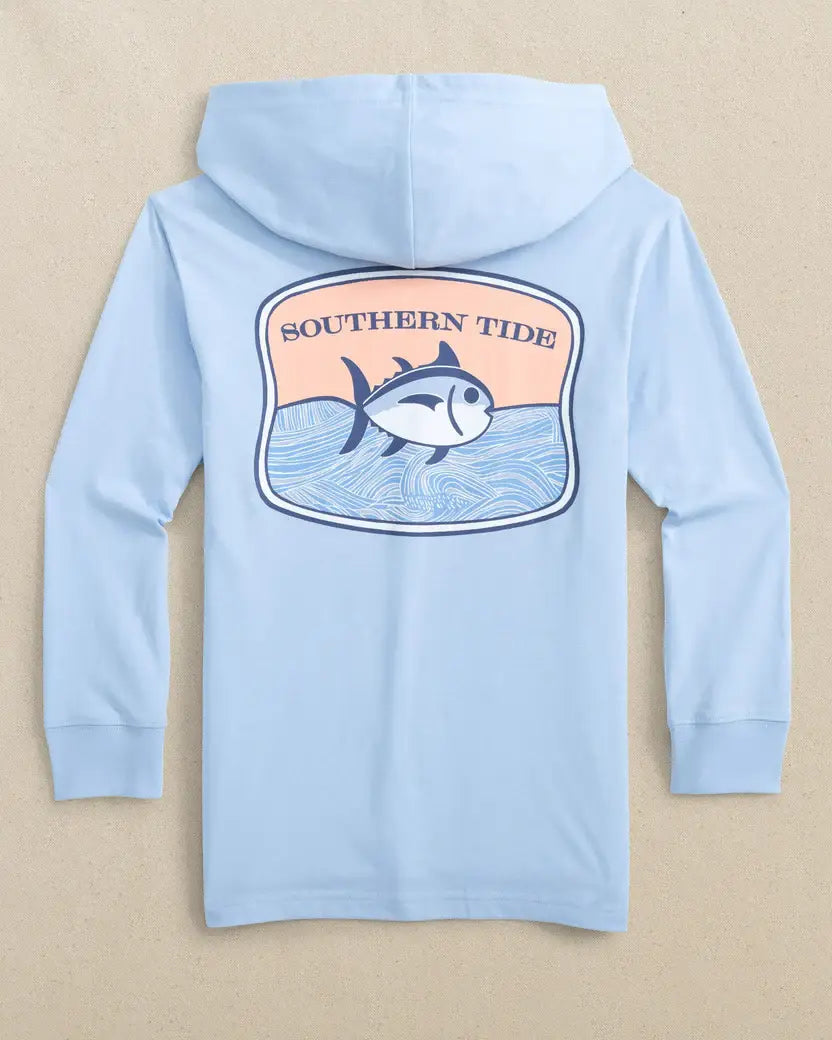 Youth LS SJ Beach Badge Hoodie Tee: Cerulean