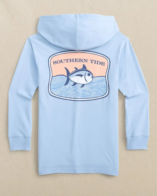 Youth LS SJ Beach Badge Hoodie Tee: Cerulean