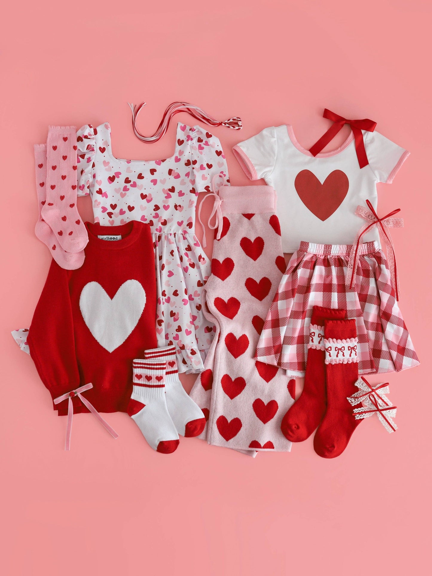 Valentine's Bow Scalloped Knee High Socks