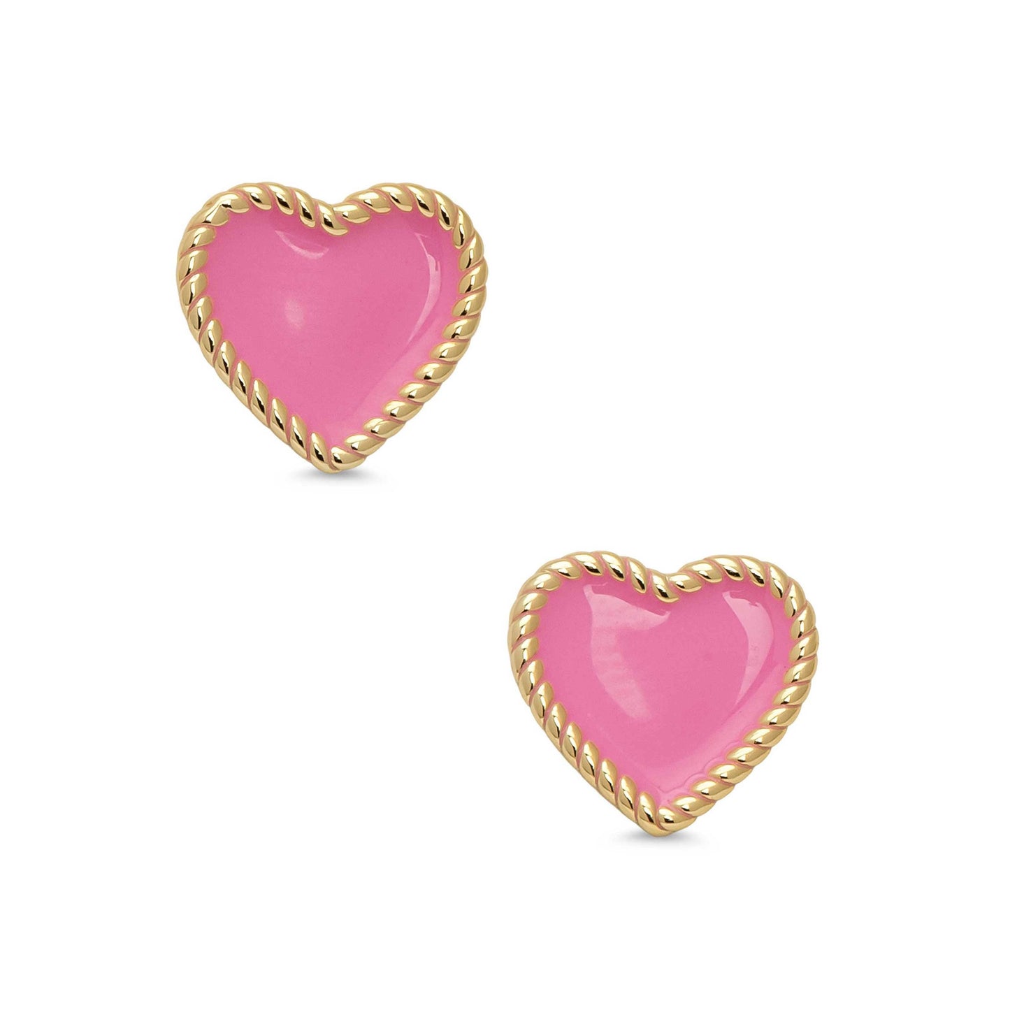 Heart Twist Stud Earrings (Pink)