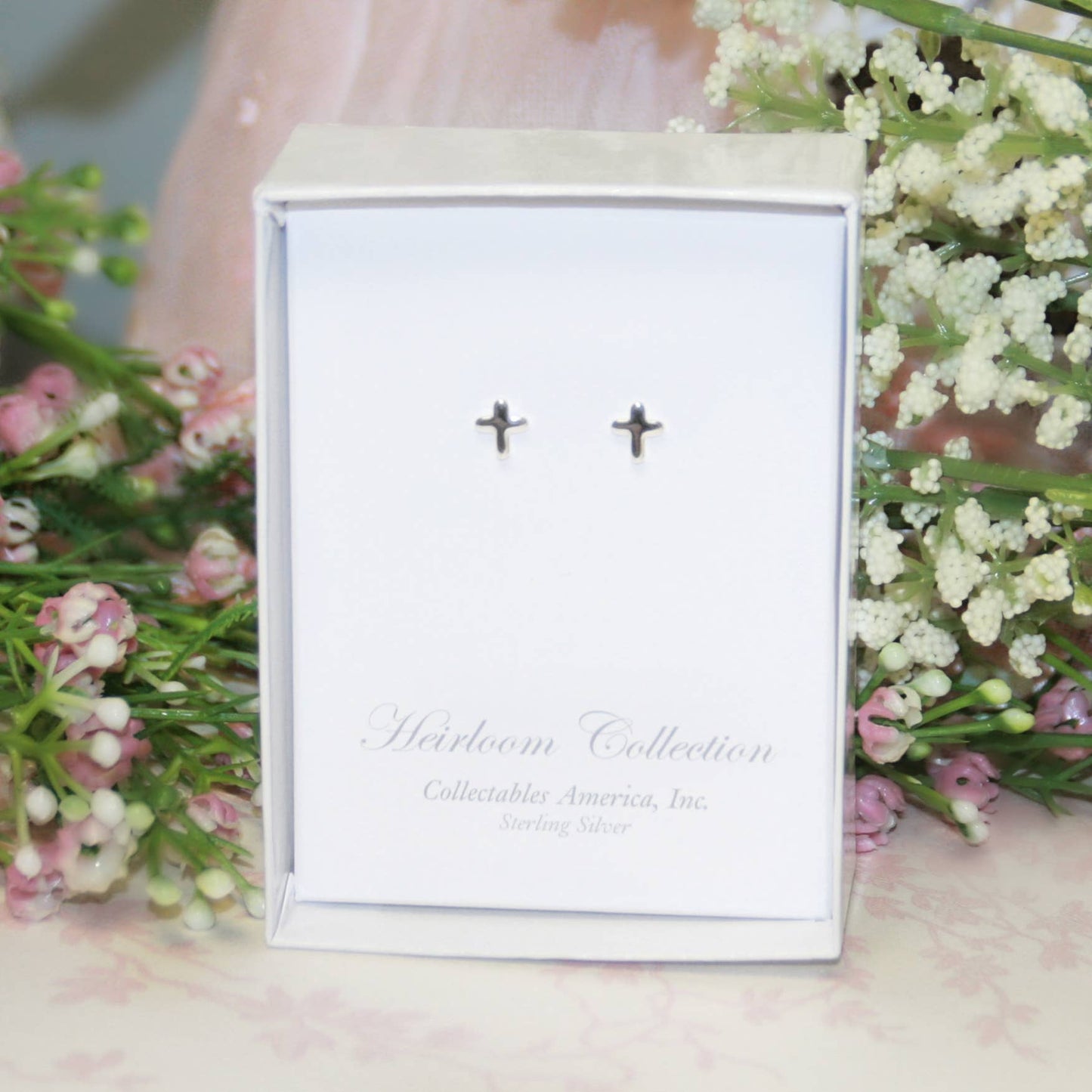 Sterling Silver Tiny Cross Earrings  STG-285