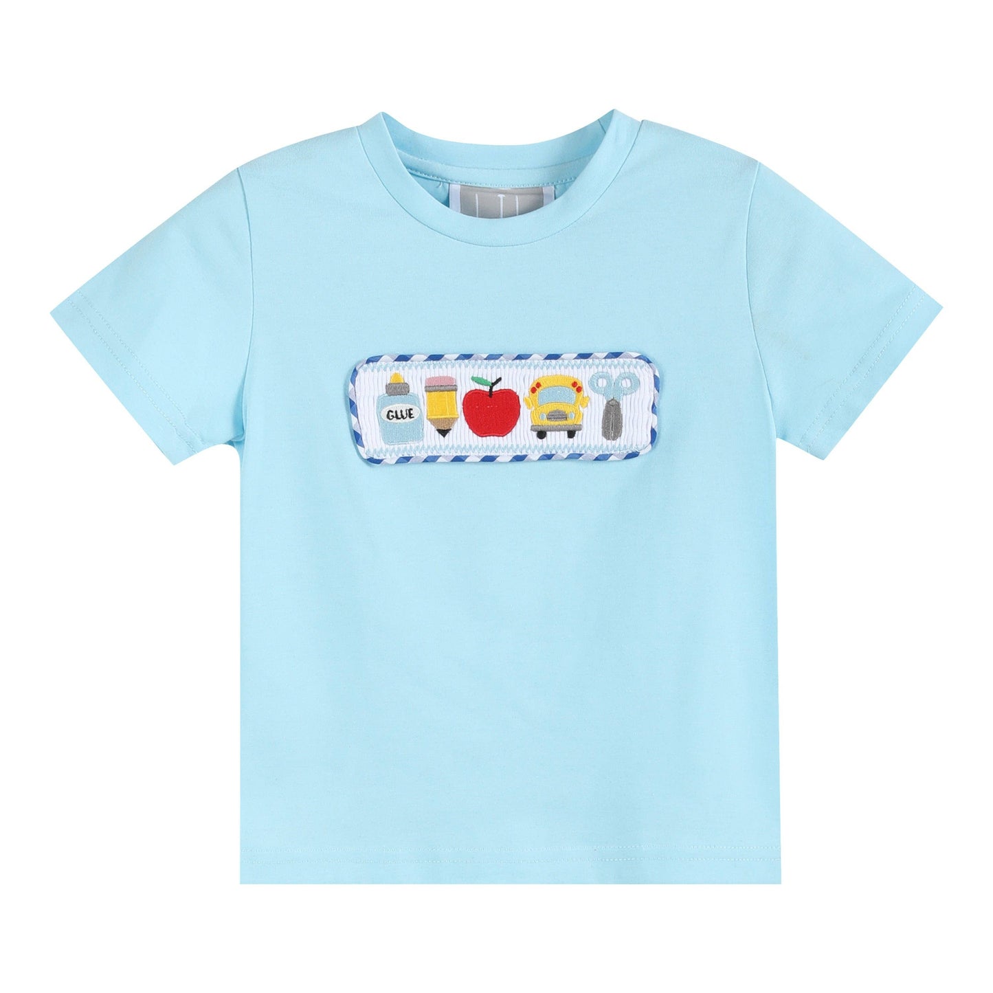 Light Blue Smocked School Shirt and Shorts Set