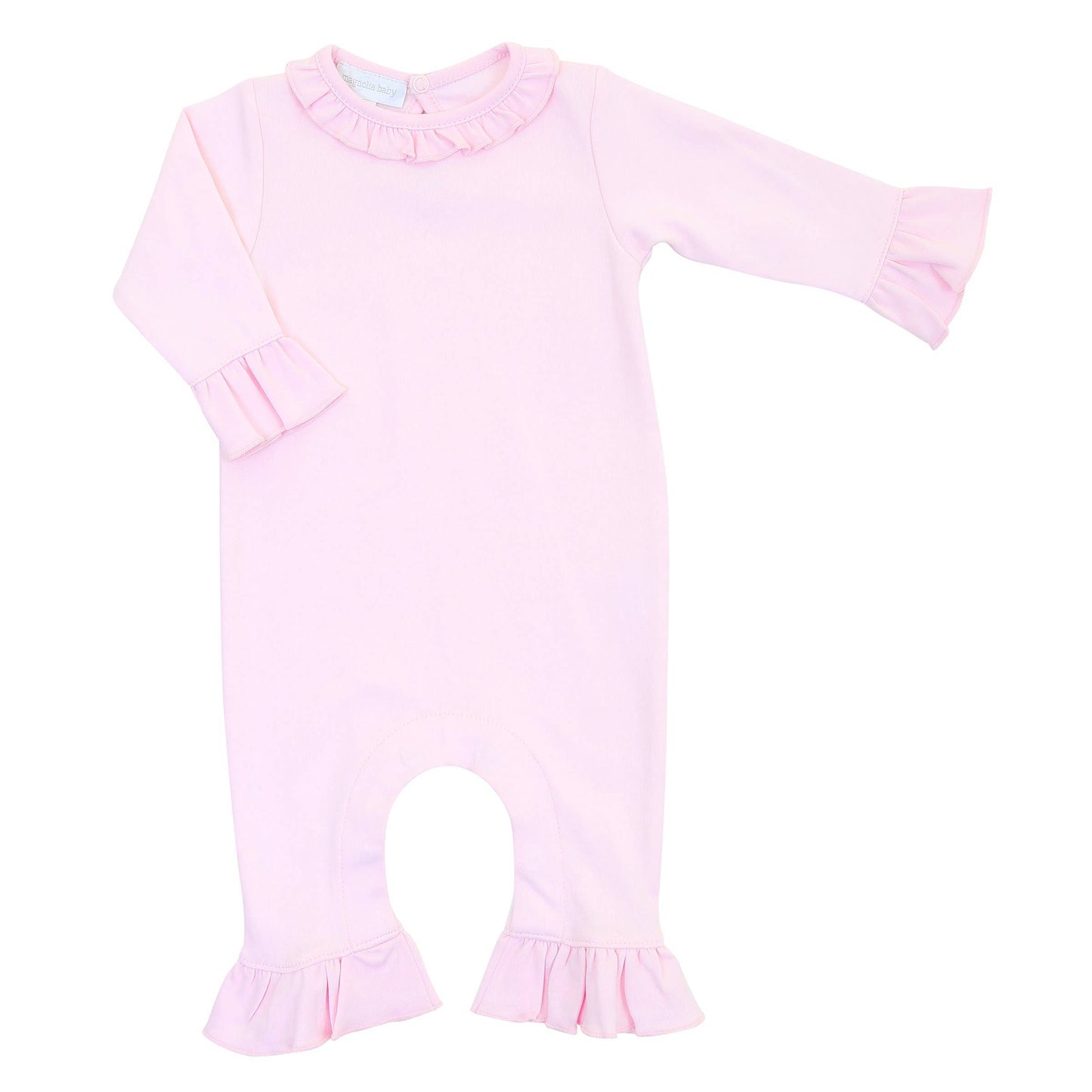 Solid Pink Ruffle Playsuit: Pink