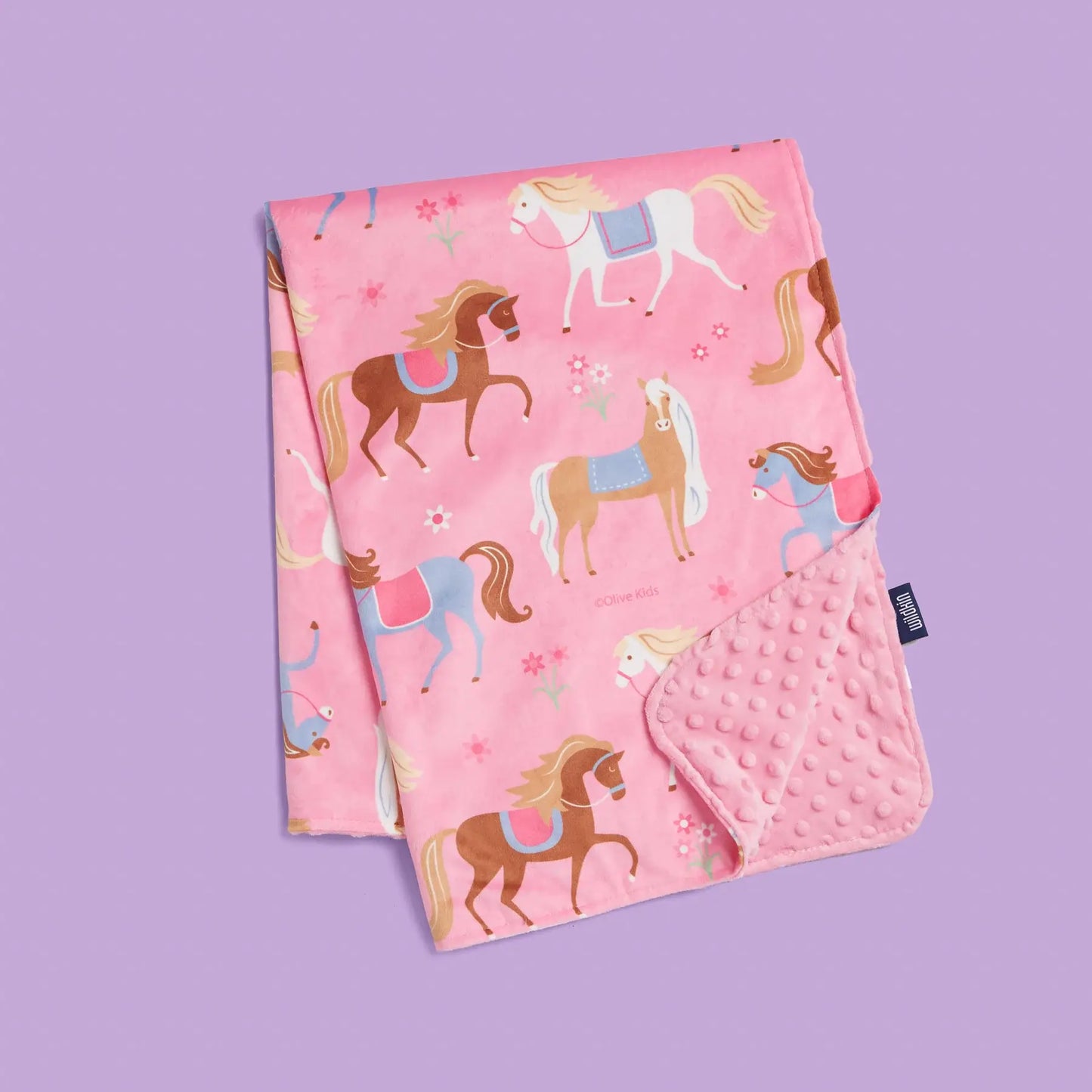 Horses Plush Blanket - Pink
