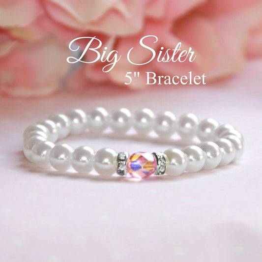 Big Sister Pearl Bracelet with Pink Crystal CJ-186