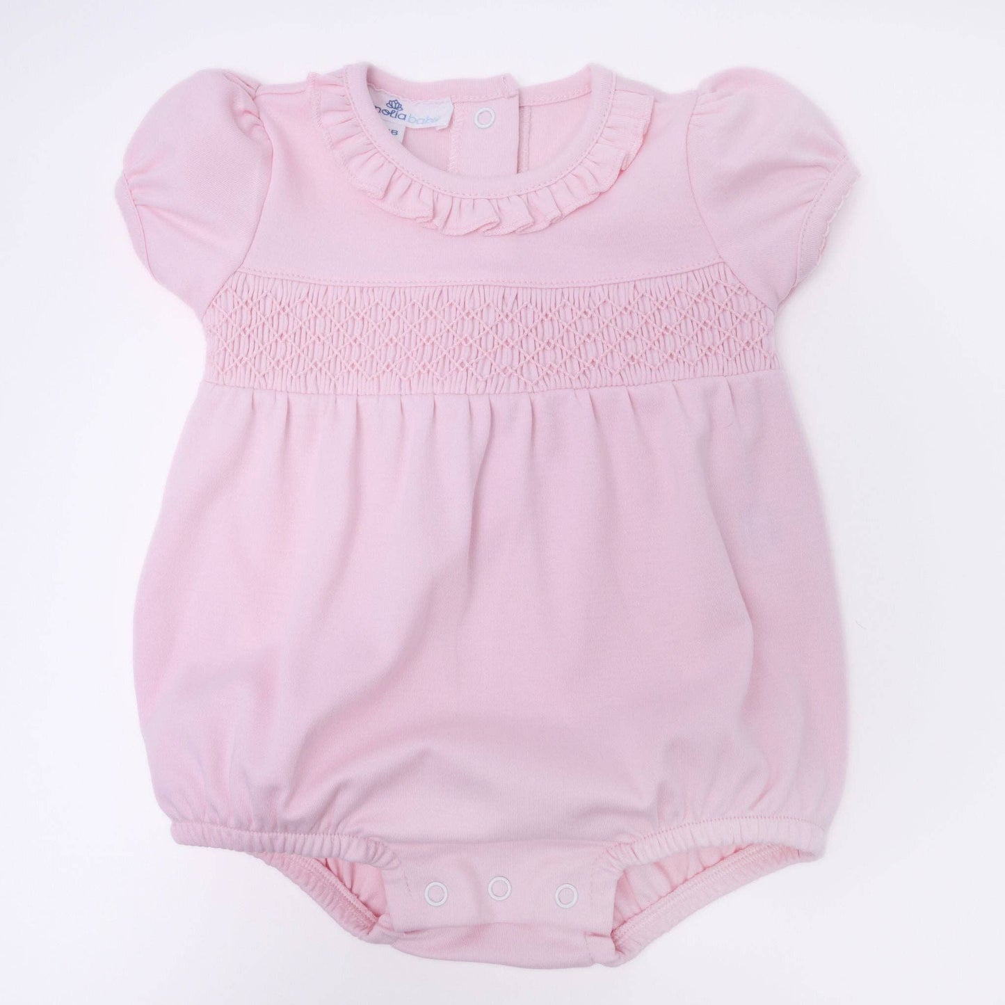 Essentials Solid Smocked Bubble - Pink
