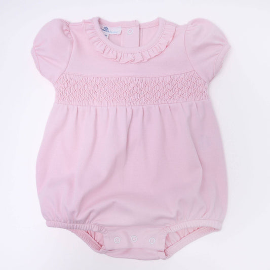 Essentials Solid Smocked Bubble - Pink