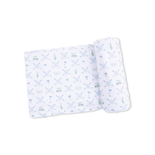 Golf Trellis Blue - Swaddle Blanket: 45X45