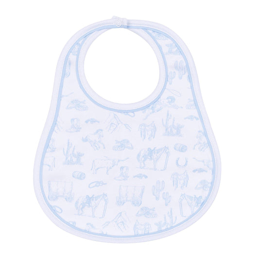 Wild West Toile Bib - Light Blue: One Size